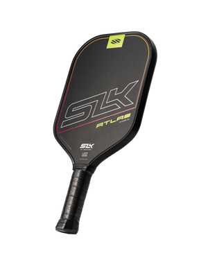 SLK Atlas Max pickleball paddle in Ember color, showcasing its design and grip.