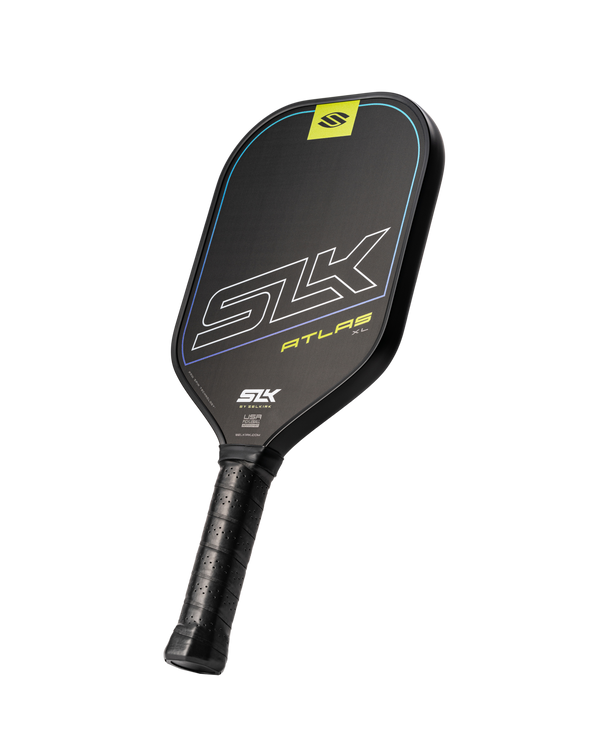 SLK Atlas pickleball paddle featuring a premium carbon fiber face