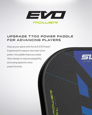 EVO Power paddle with T700 technology for advancing players, featuring a sleek 13mm design.