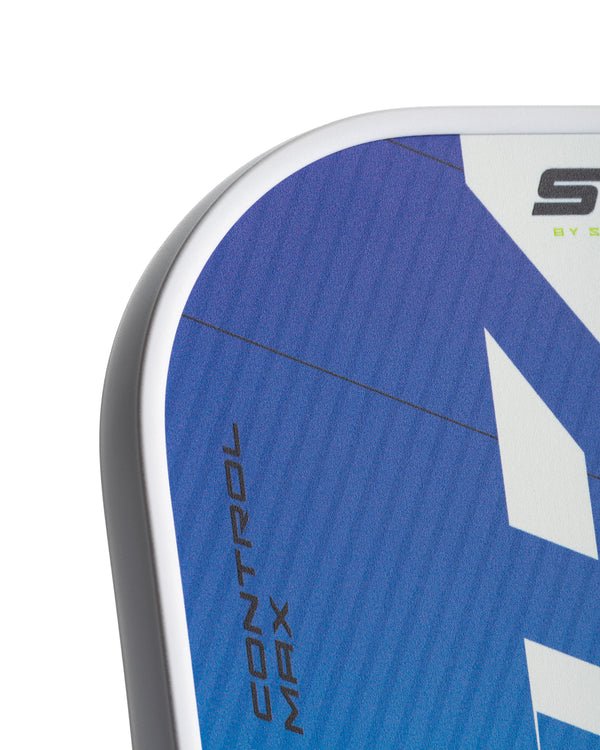 SLK EVO Control Max paddle in Oasis color, featuring a blue and white design with 'CONTROL MAX' text.