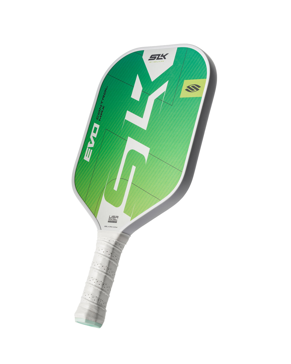 Citron green SLK EVO Control pickleball paddle with a white handle