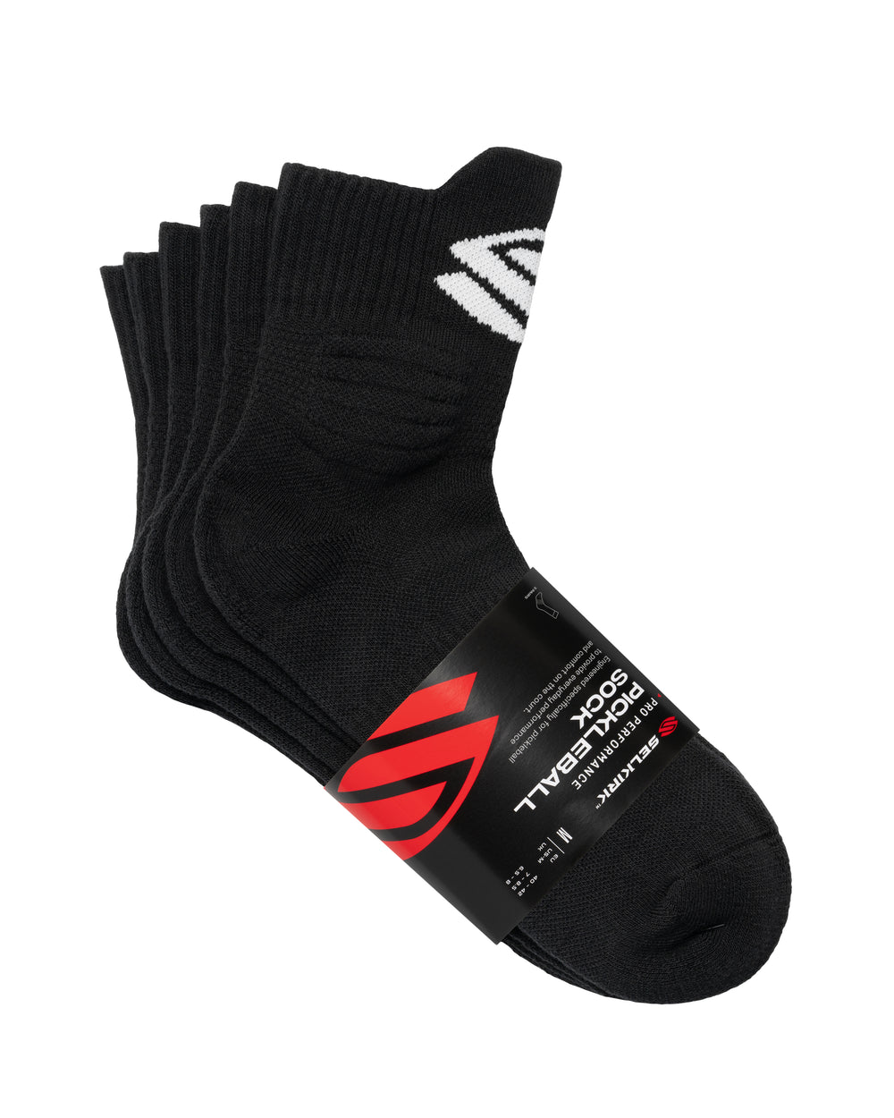 Black Selkirk Sport Pickleball Socks, 3-pack, featuring logo on the cuff.