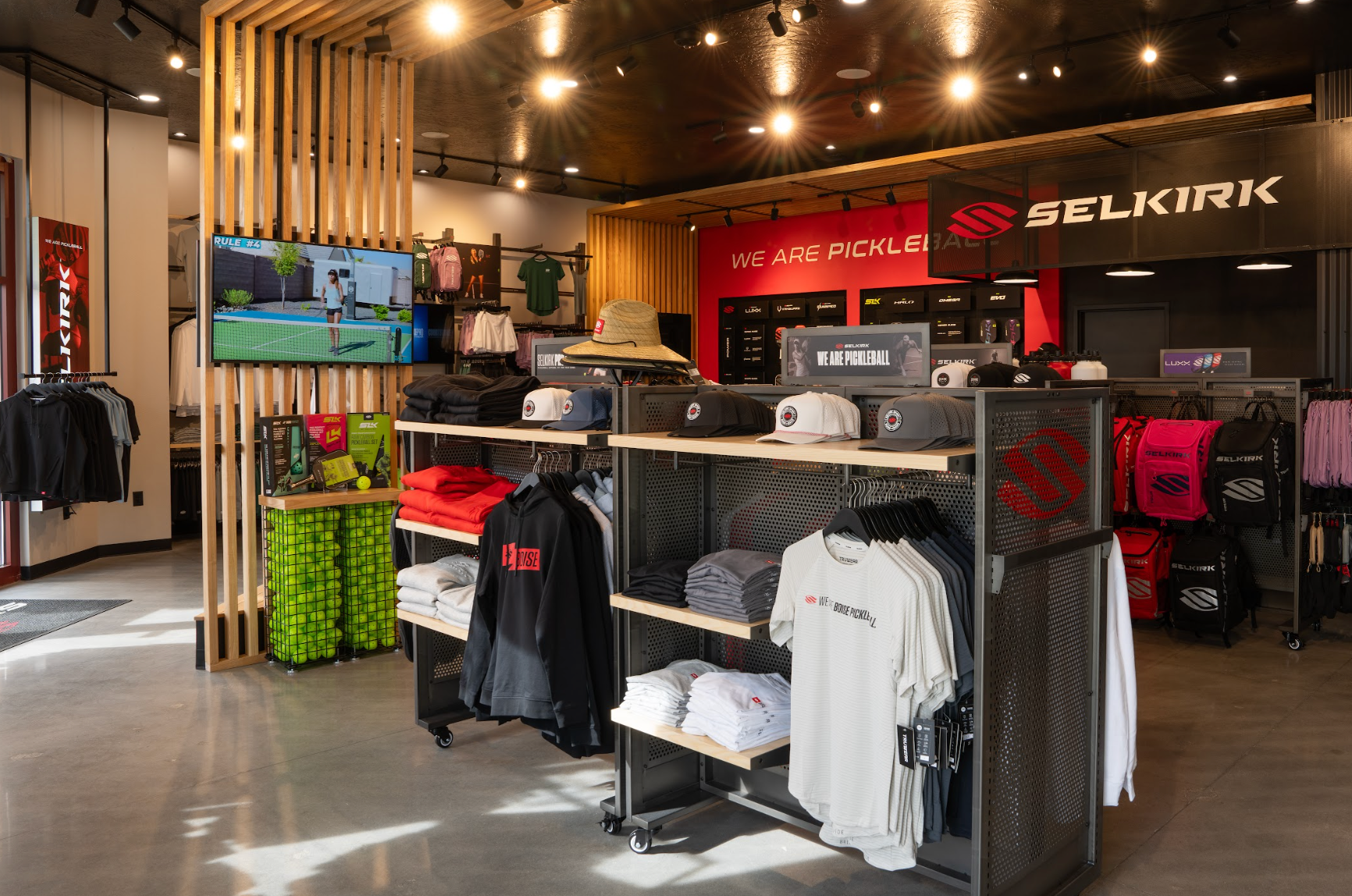 A rack in the Selkirk Pro Shop features Boise-specific merchandise. 