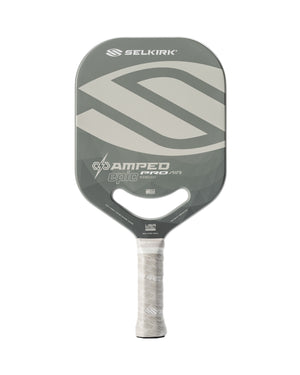Gray Selkirk AMPED Pro Air pickleball paddle with a textured surface and ergonomic handle