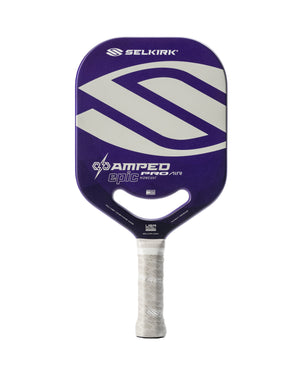 Purple Selkirk AMPED Pro Air pickleball paddle with a textured surface and ergonomic grip