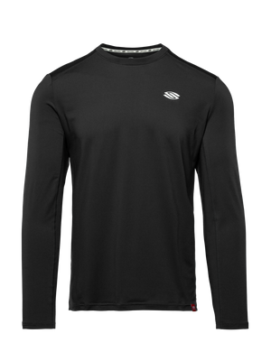 Front view of Essentials 2.0 Men’s Sport-Wik Long Sleeve Tee showcasing black long sleeves with an isolated background