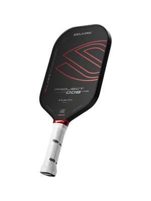 Selkirk LABS Project 008 13mm Invikta pickleball paddle with a black and red design.