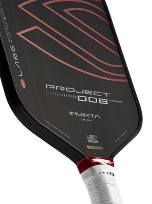 Selkirk LABS Project 008 13mm Invikta pickleball paddle with black surface and red handle