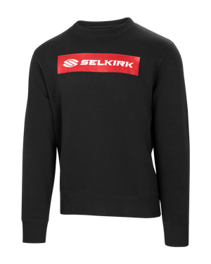 Selkirk Sport Sideline Soft Cotton Crew Neck Sweatshirt in black with red logo