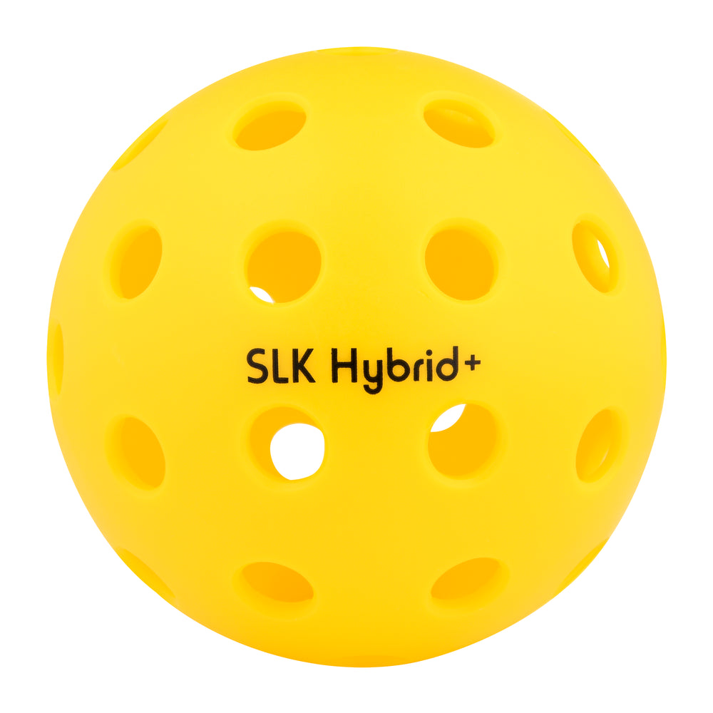 Yellow SLK Hybrid+ Pickleball ball with holes, 100 pack