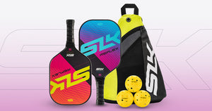 SLK Reflex Pickleball Bundle with two paddles, three balls, and a sling bag