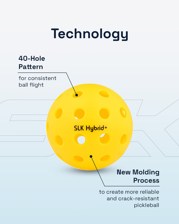 SLK Hybrid+ Pickleball with 40-hole pattern and new molding process for durability