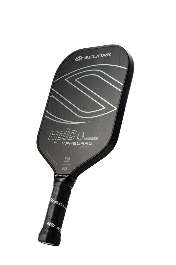 Selkirk Vanguard Control Epic Pickleball Paddle with textured surface and grip.