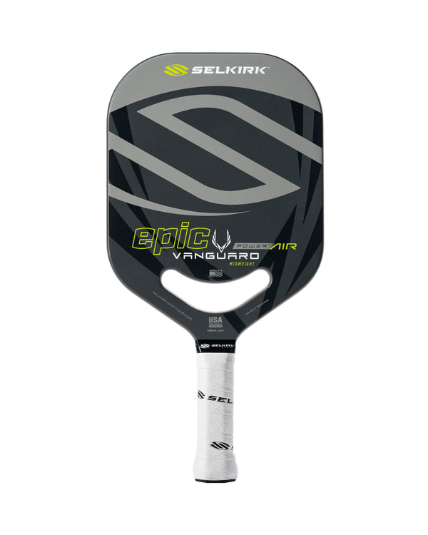 Selkirk VANGUARD Power Air pickleball paddle in Shadow Gray with unique design features