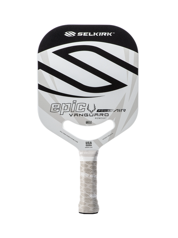 Selkirk VANGUARD Power Air Epic Pickleball Paddle with white and black design