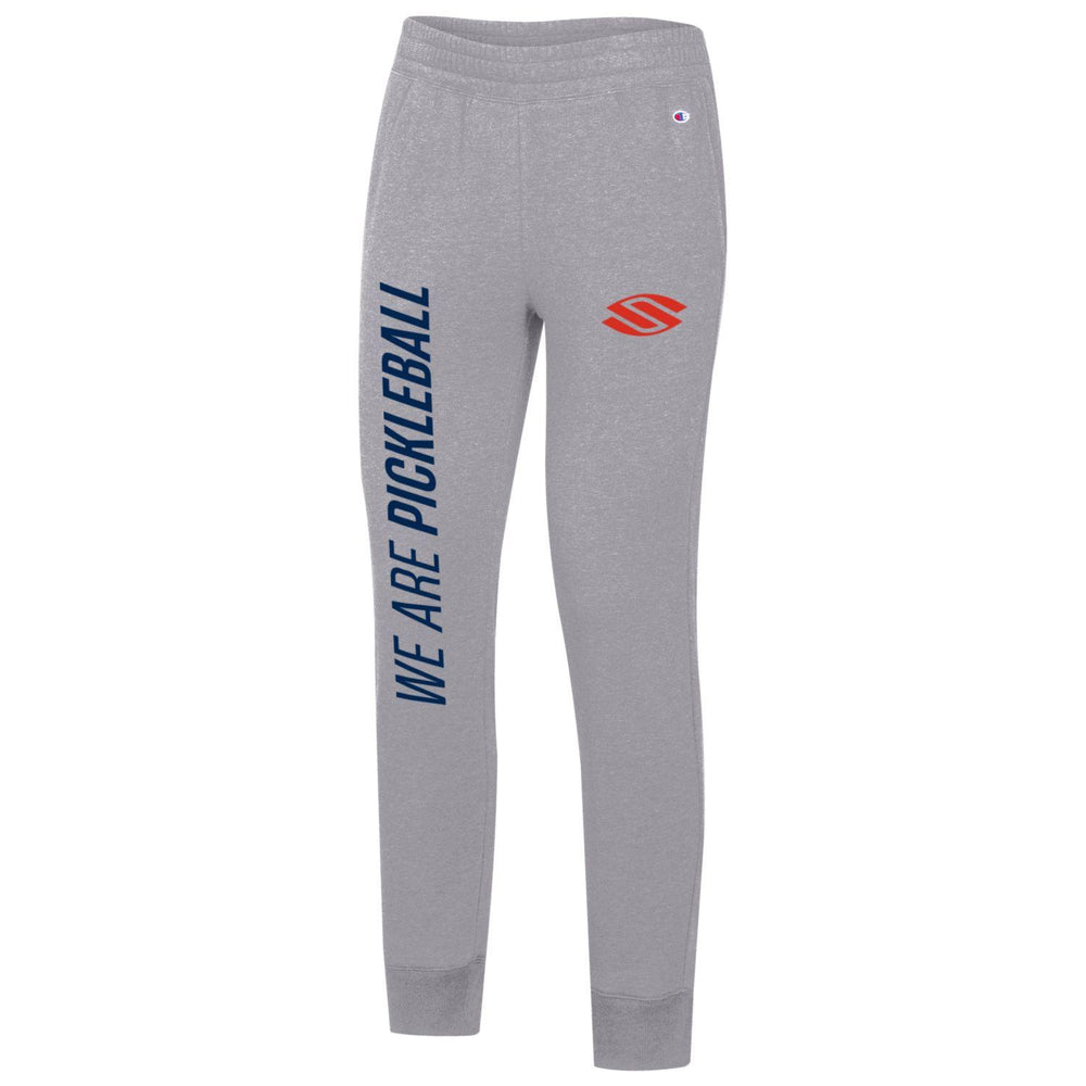Gray Selkirk Women's Triumph Line Fleece Joggers featuring a logo and design details