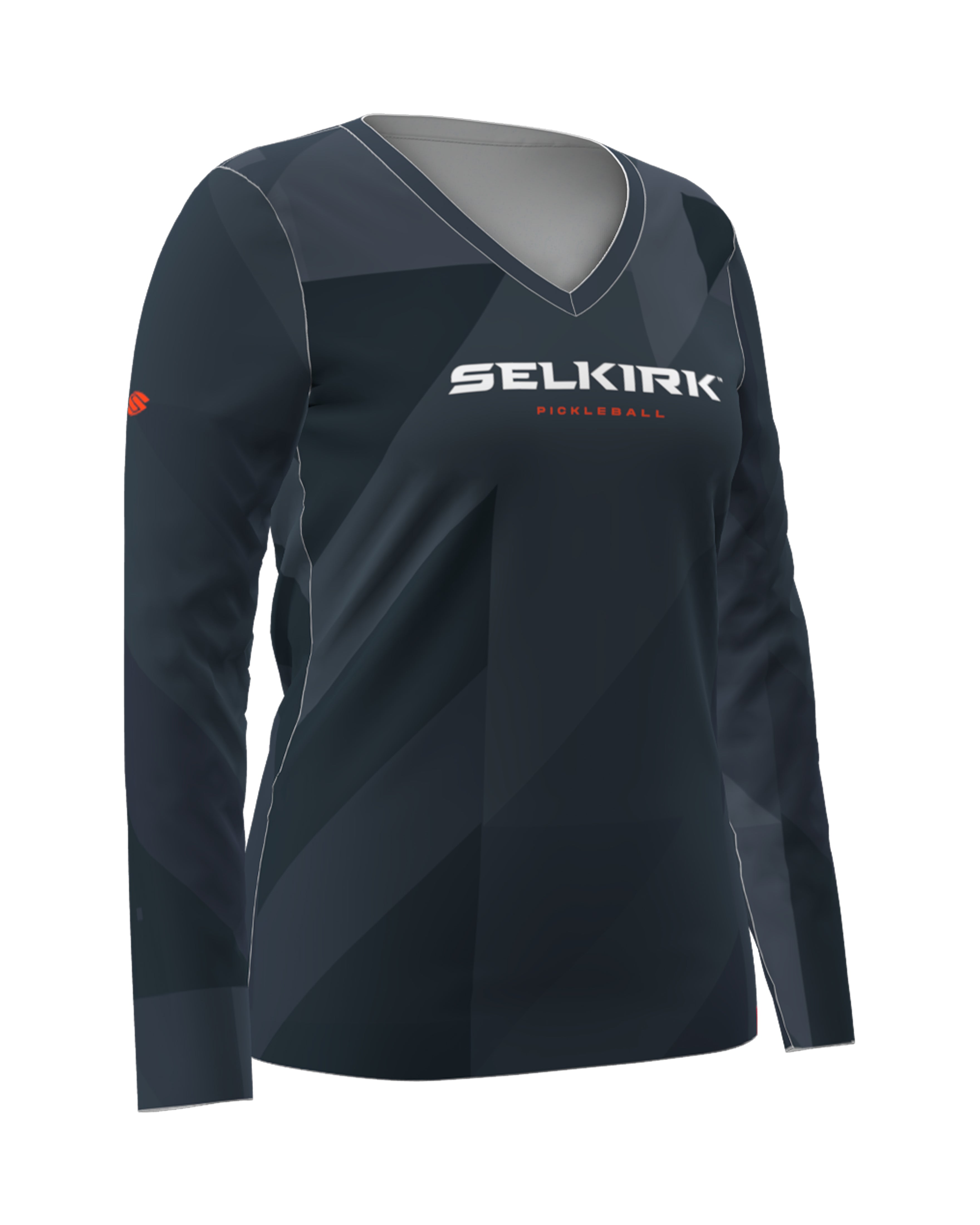 Selkirk pickleball Navy Women's Symmetrix Long Sleeve V-Neck Tee with V-neck design