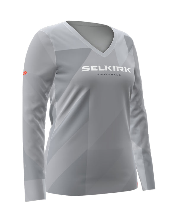 Selkirk pickleball Navy Women's Symmetrix Long Sleeve V-Neck Tee with V-neck design