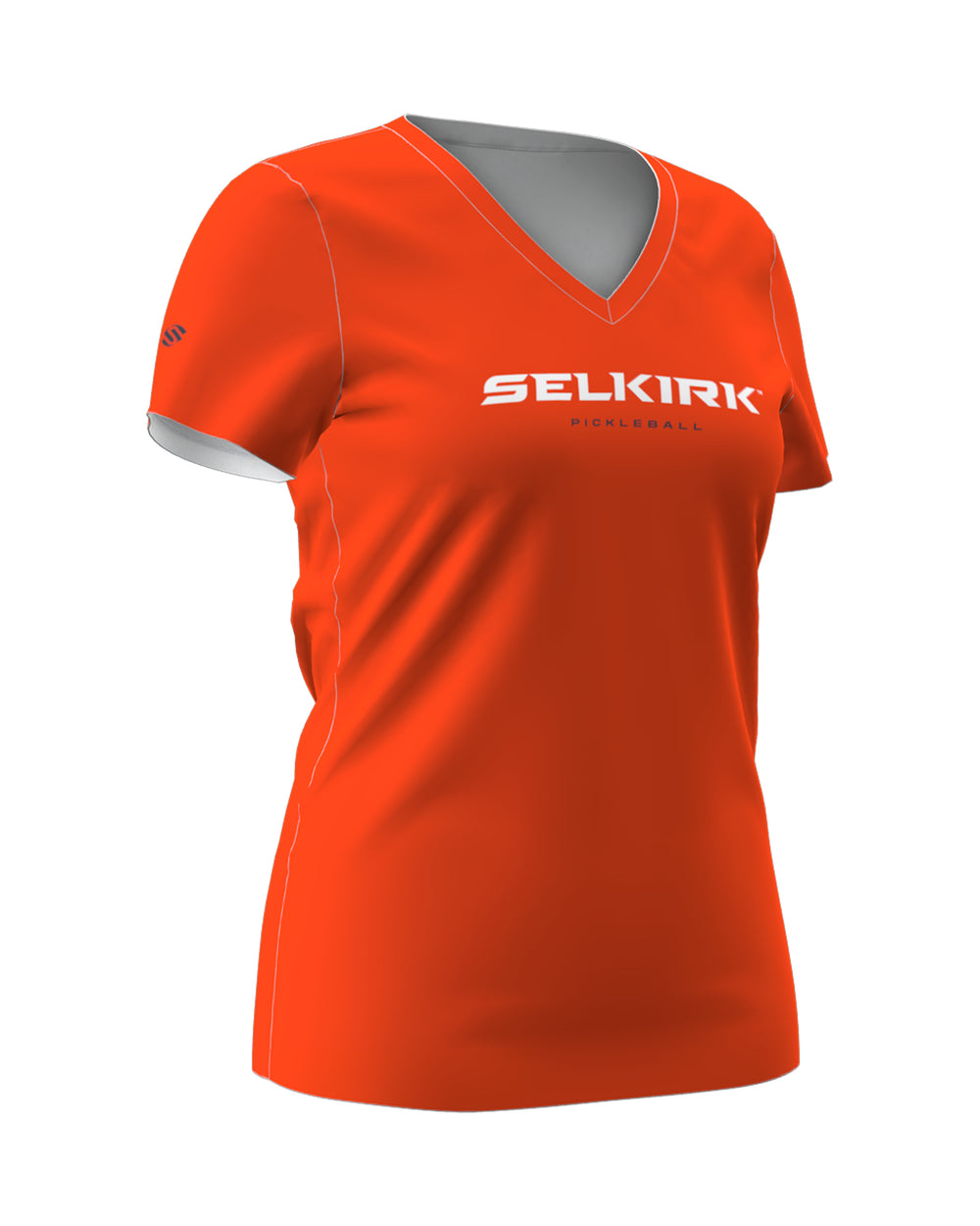 Navy Women's Symmetrix Short Sleeve V-Neck Tee with logo on front