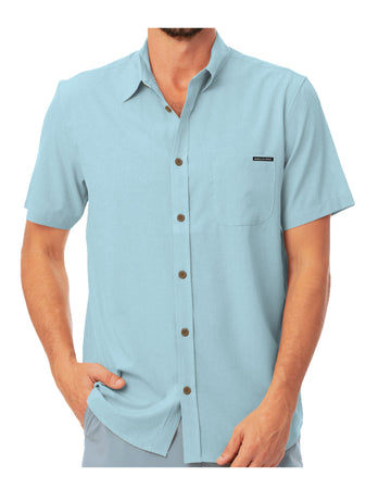 Selkirk Pickleball Spring Owen Collection Men's Horizon UPF50 Tech Short Sleeve Button Down Shirt Aqua / M