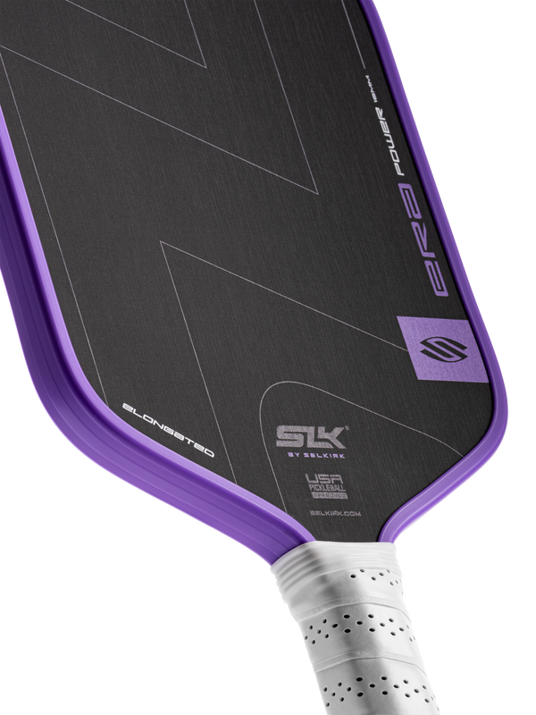 Selkirk SLK ERA Power pickleball paddle in black and violet purple.