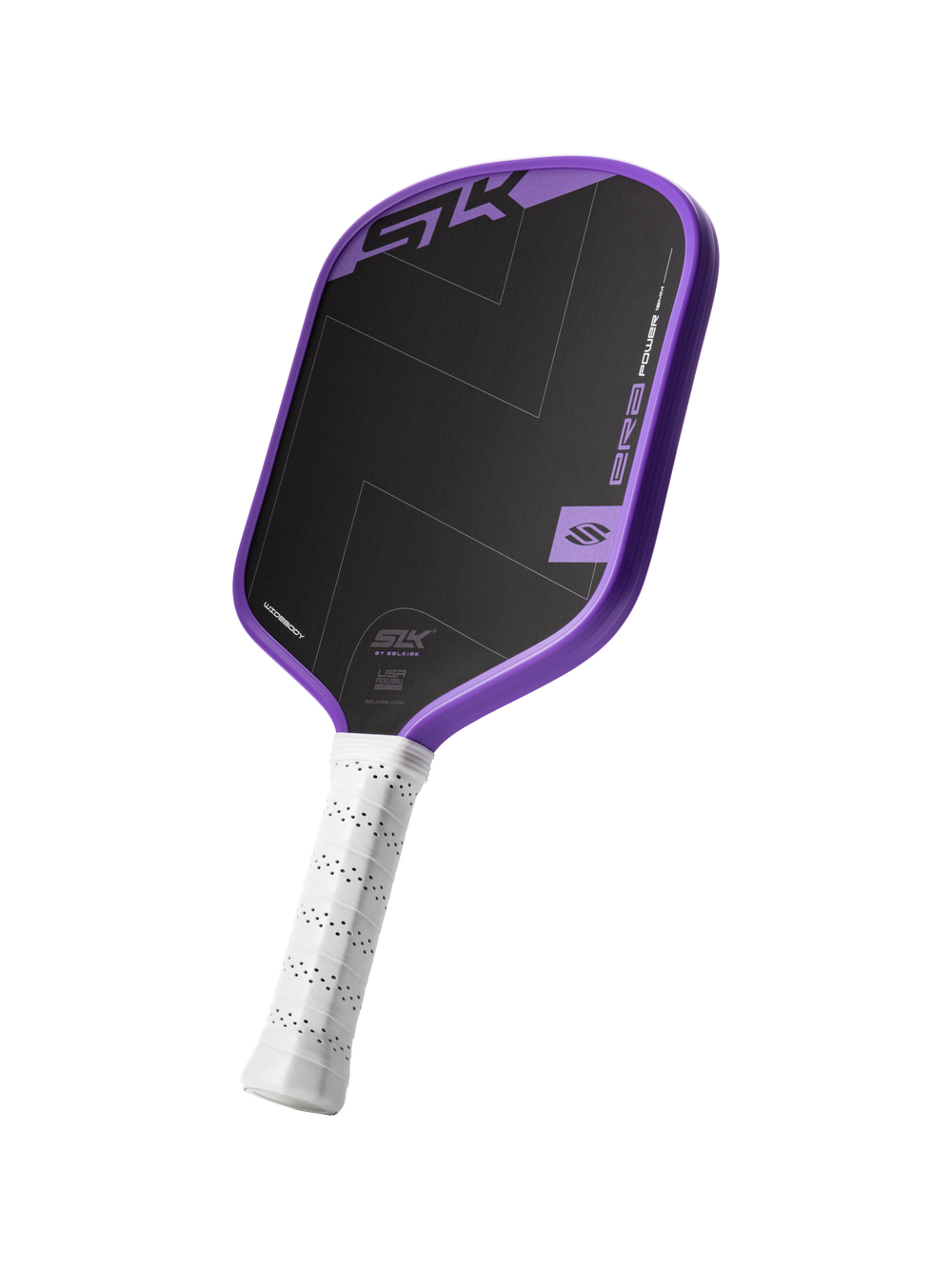 Selkirk SLK ERA Power pickleball paddle in black and violet purple.
