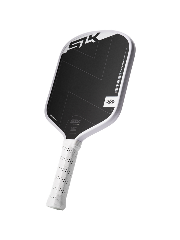 Selkirk SLK ERA Power pickleball paddle in black and white.