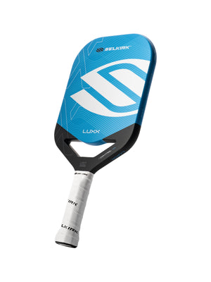 Selkirk LUXX Control Air Pickleball Paddle with InfiniGrit in the Epic paddle shape. In blue, red, and purple.