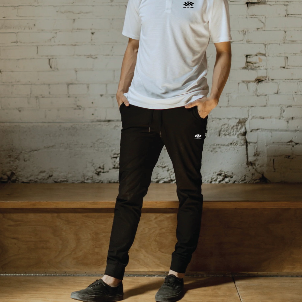 Selkirk TruWear Men's Joggers in gray with elastic waistband and logo.