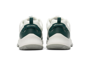 Men's CourtStrike Pickleball Shoes in White Pine, showing back view with Selkirk branding.