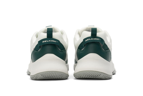 Men's CourtStrike Pickleball Shoes in White Pine, showing back view with Selkirk branding.