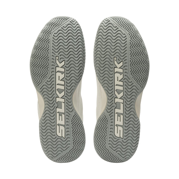 Selkirk Courtstrike men's pickleball shoes in white and grey.