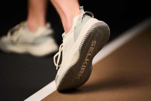 Men's CourtStrike Pickleball Shoes in White Pine, showing the sole design.
