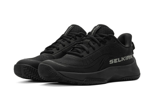Women's CourtStrike Pro Pickleball Shoes in Blackout color, size 6, showcasing design and features.