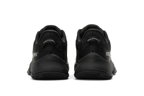 Women's CourtStrike Pro Pickleball Shoes in Blackout color, size 6, showing back view.