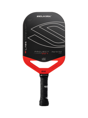 Selkirk Project 007 Invikta pickleball paddle, black and red; visible text: SELKIRK LABS PROJECT 007 INVIKTA USA