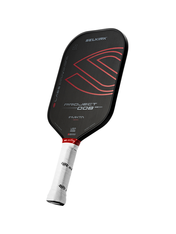 Selkirk LABS Project 008 pickleball paddle in black and red.
