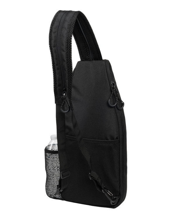 Selkirk pickleball sling bag in black, green, purple/pink, gold, red, and gray.