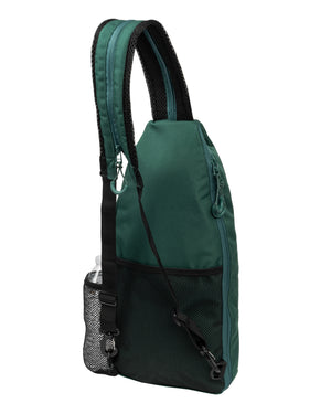 Selkirk Core Line Pickleball Sling Bag in Forest Green with water bottle pocket and padded strap