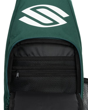 Interior view of Selkirk Core Line Pickleball Sling Bag showing pockets and compartments.