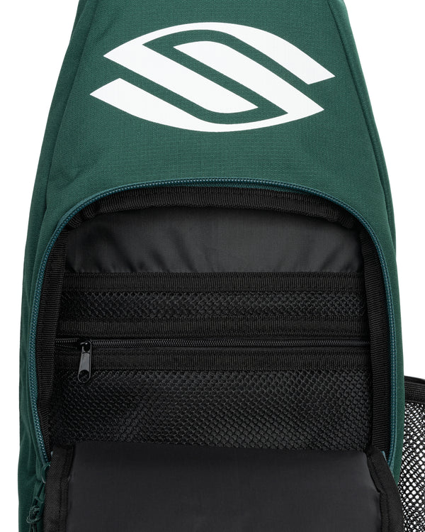 Interior view of Selkirk Core Line Pickleball Sling Bag showing pockets and compartments.