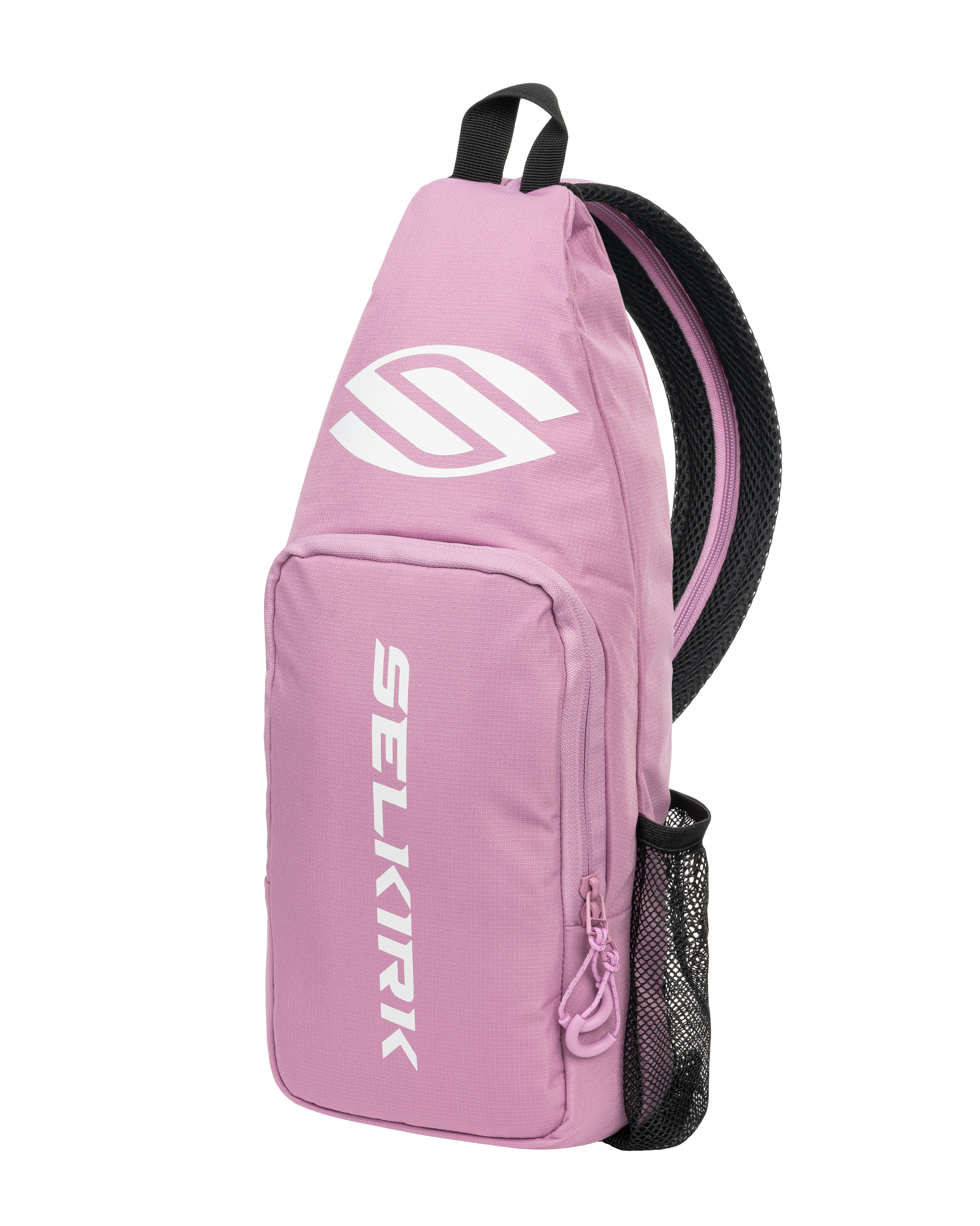 Mauve Core Line Pickleball Sling Bag with front pocket and mesh side pocket