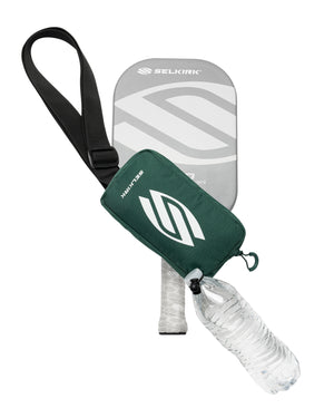 Core Line Mini Pickleball Fanny Pack in Forest Green with paddle and water bottle attached