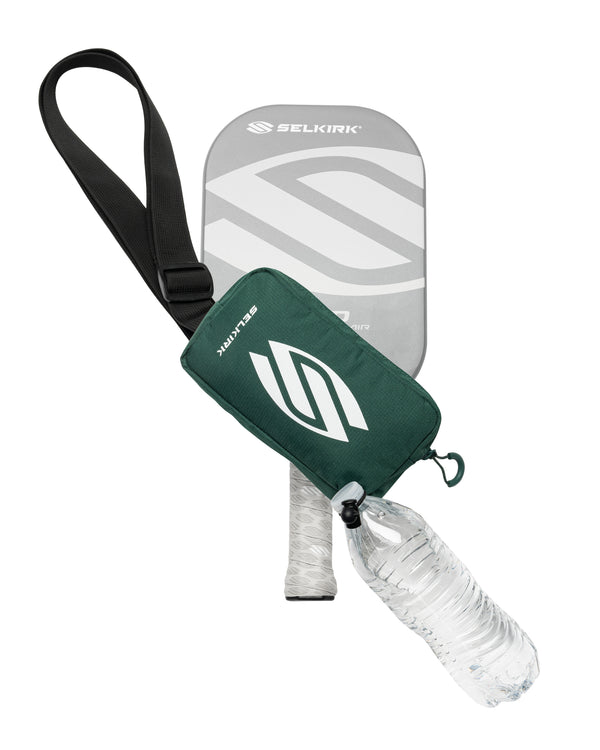 Core Line Mini Pickleball Fanny Pack in Forest Green with paddle and water bottle attached