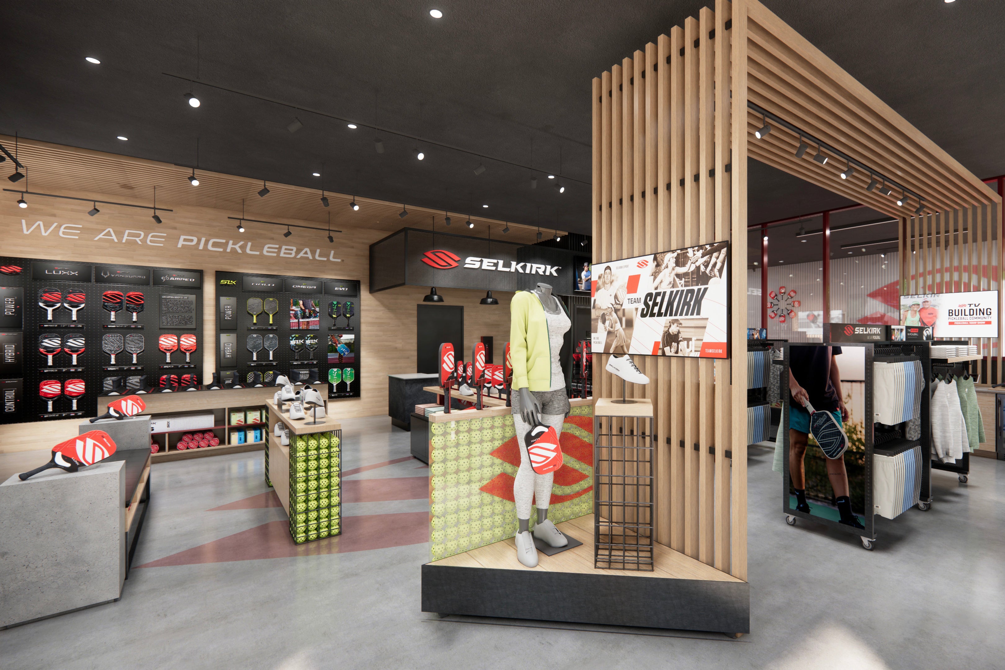 Selkirk Pickleball Pro Shop Boise, Idaho - store rendering.