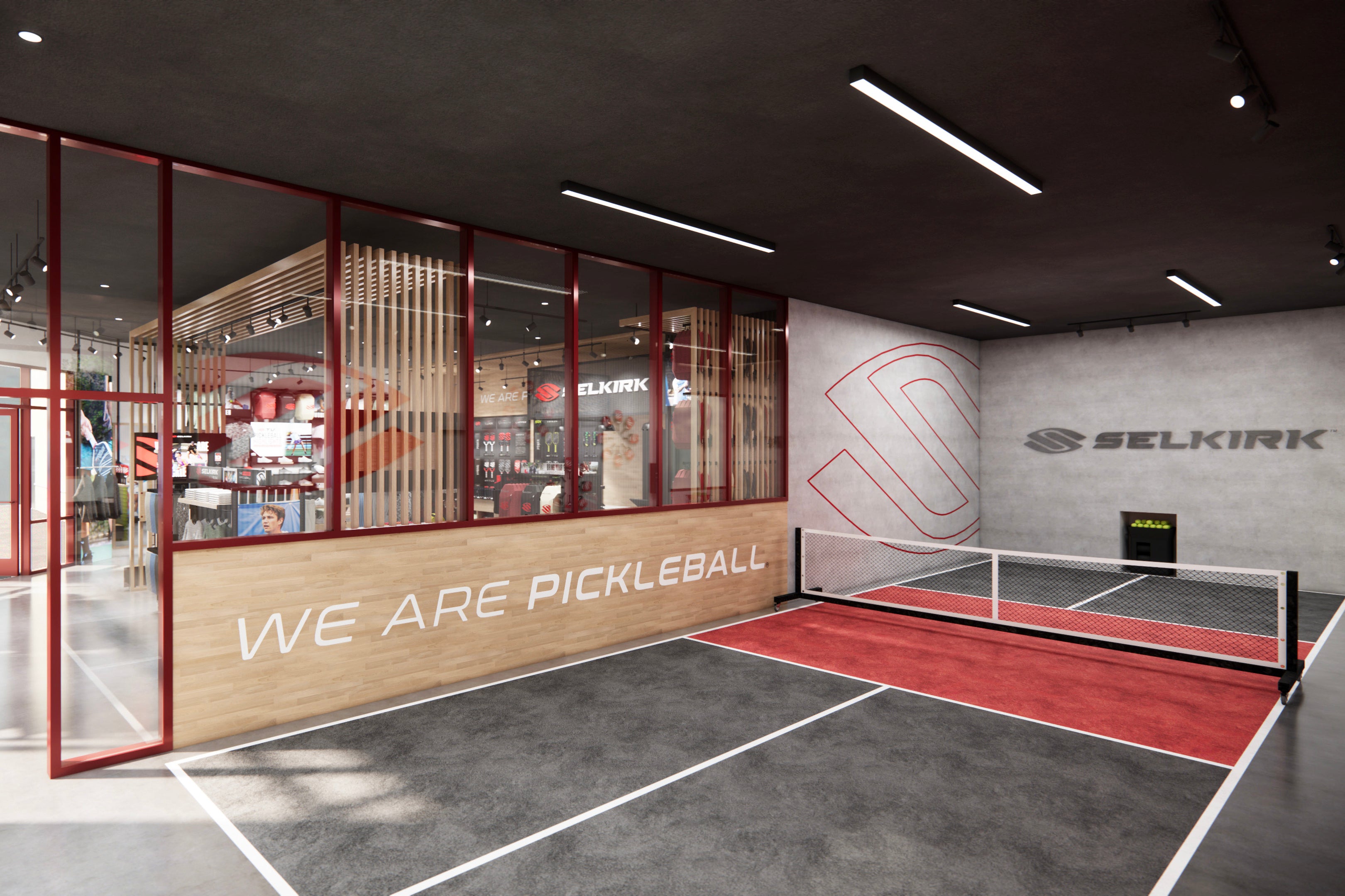 Selkirk Pickleball Pro Shop Boise, Idaho - pickleball court store rendering.