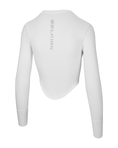 Women's Pro Line Seamless Long Sleeve top in Chalk color, back view