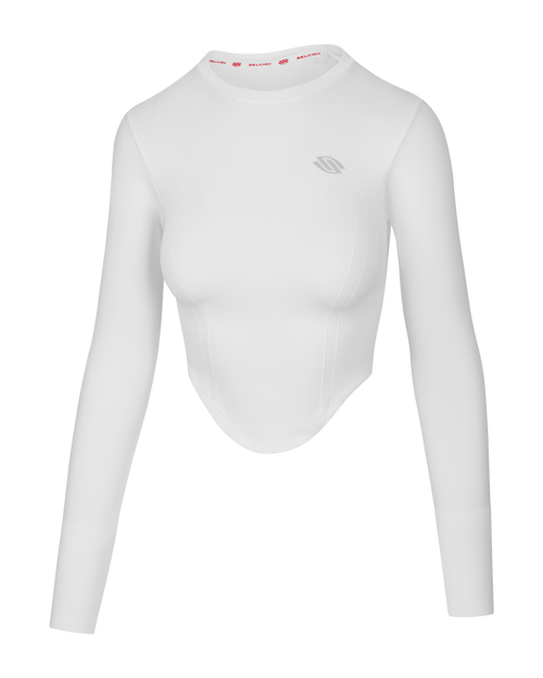 Women's Pro Line Seamless Long Sleeve top in Chalk color, XS/SM size, showcasing the cropped design and long sleeves.