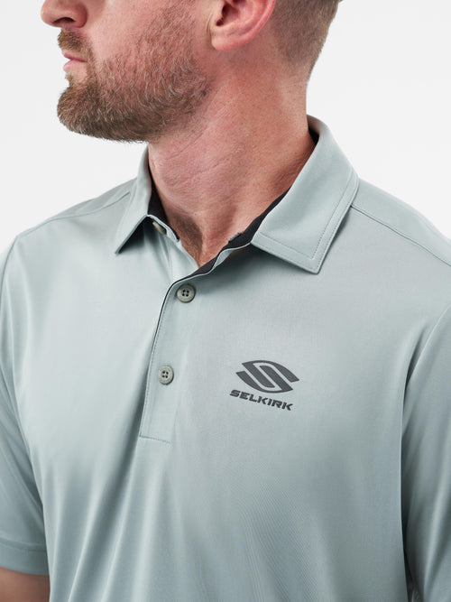 Selkirk Sport Essentials sports-wik men’s short-sleeved pickleball polo shirt.