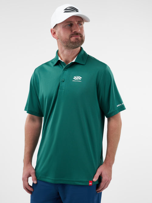 Selkirk Sport Essentials sports-wik men’s short-sleeved pickleball polo shirt.